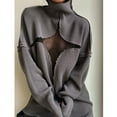 thumbnail image 3 of Sexy Patchwork Mesh See-through Knitted Sweater Casual Loose Hollow Out Jumper Tops Fashion Women Long Sleeve Sweaters Pullover, 3 of 5