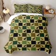 thumbnail image 2 of Erosebridal Rustic Duck Silhouette Quilt King for Boys Men, Olive Green Plaid Check King Coverlet Set, 3 Pieces, 2 of 7