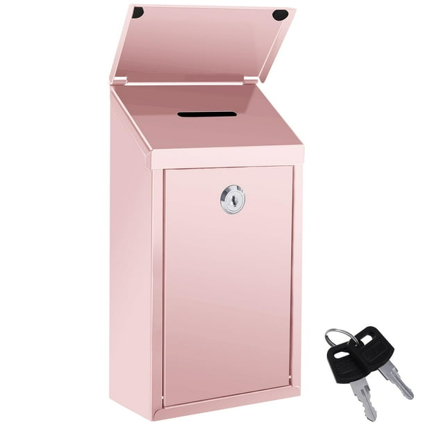 Caja metálica para donaciones Sel Natural, 26 x 14 x 8 cm, impermeable, rosa