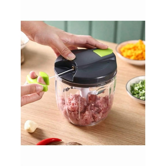 Manual Food Processor - Hand-Pull String Vegetable Chopper | Garlic Mincer, Onion Cutter for Veggies, Ginger, Fruits, Nuts & Herbs | Portable Kitchen Tool