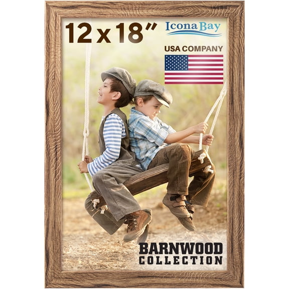 Icona Bay Barnwood 12x18 Honey Oak Picture Frame, Wall Mount Photo Frame W/ Satin Finish