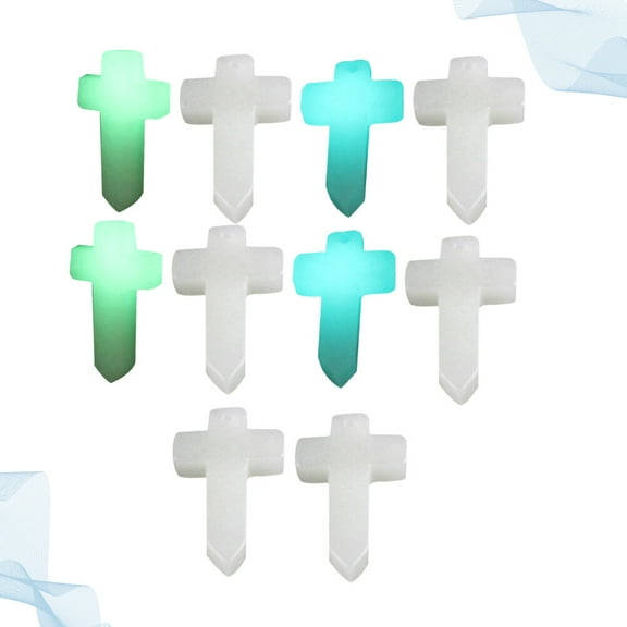 Masteelf Cross Shape Luminous Stone Pendant for DIY Necklace Making Assorted Color Smooth Surface 10 Pcs