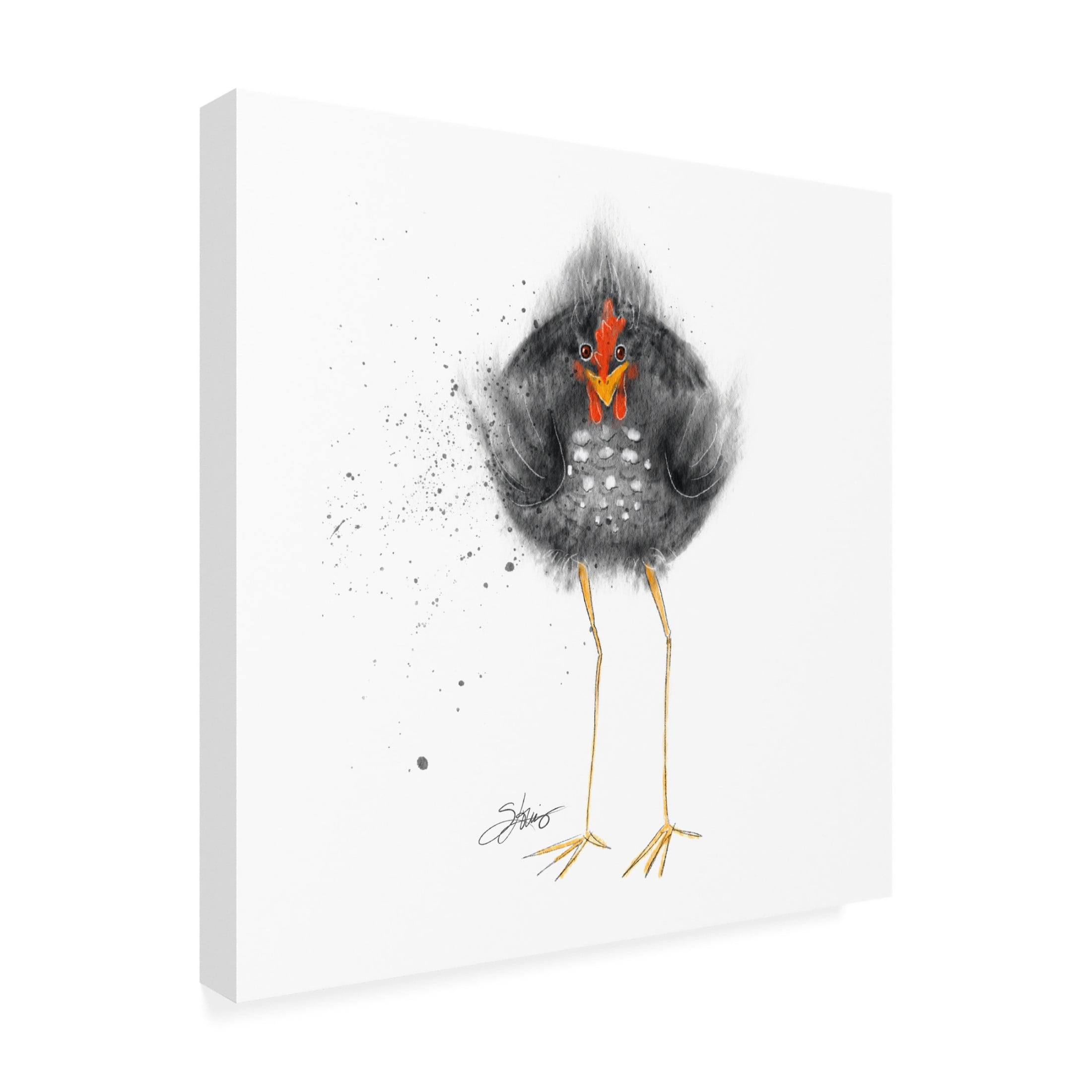 Canvas Wall Art - Shanda Louis 'Hell Chicken' Wall Art for Living Room, Bedroom, or Office Décor by Trademark Fine Art - 35 x 35 Inches