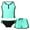 Green Floral, variant on iiniim Kids Girls Floral Splice 3 Pcs Athletic Swimsuit Top Brief Bottoms Surfing Rash Guard Set 4-16 Mint Green 16