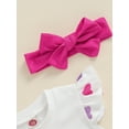 thumbnail image 7 of Suealasg Baby Girl Clothes Fly Sleeve Heart Print T-Shirt +Heart Print Ruffle Shorts +Headband 6M 1T 2T 3T 4T Toddler Girls Summer 3Pcs Outfits, 7 of 7