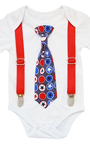 red suspender outfit