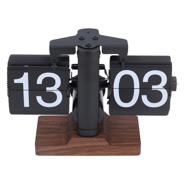 Flip Desk Clock, Retro Vintage Design Auto Flip Desk Table Clock, Internal Gear Operated Mechanical Flip Clock, 24 Hours Modern Digital Mechanical Retro Flip Down Clock for Home