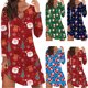 thumbnail image 4 of Vestido de manga larga para mujer, vestido de Navidad para mujer, estampado de Papá Noel de Navidad, suelto, manga larga, cuello redondo, ligero, informal, vestidos de otoño Fridja  hjkh359, 4 of 5