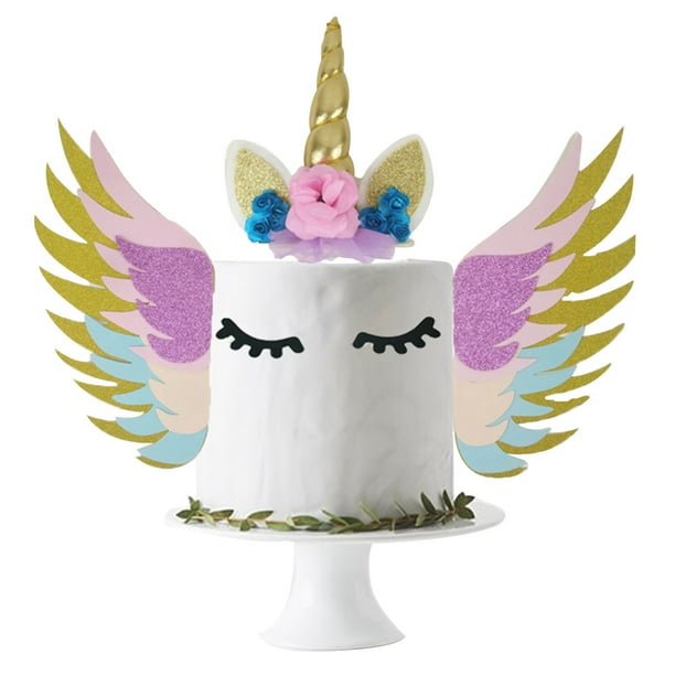 unicorn cake topper sparkly wings unicorn horn party supplies for