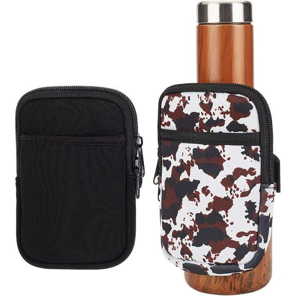 2Pcs 2 Style Water Bottle Pouch Water Bottle Carrier 40oz with Iron Zipper Tumbler Pouch with Pocket Gym Tumbler Pocket Cup Accessories for Cards Keys Wallet Earphone Outdoors Sports for diy