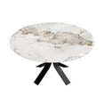 thumbnail image 3 of LovingAHome 53" Round Faux Marble Dining Table Set for 6 White Sintered Stone Top with Dining Chairs, 3 of 8