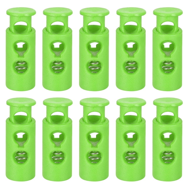 Unique Bargains 30Pack 4mm Cord Lock Plastic Double Hole Spring Toggle Stoppers, Green