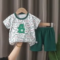 thumbnail image 2 of mgoYE Infant Girl Outfits Boys' Short Sleeve T-Shirt and Short Outfit Set Size 1-7 Years Toddler Boys' Dinosaur Print Cotton Summer Outfits Sets|Dark Green 3-4 Years, 2 of 4