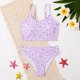 thumbnail image 1 of Augper Toddler Kids Baby Girls Fashion Cute Flower Print Solid Color Swimming Trunks Seaside Swimsuit Set, 1 of 7