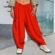 thumbnail image 3 of Women's cotton and linen wide-leg pants, summer casual loose style, beach party harem pants Dark Blue L, 3 of 4