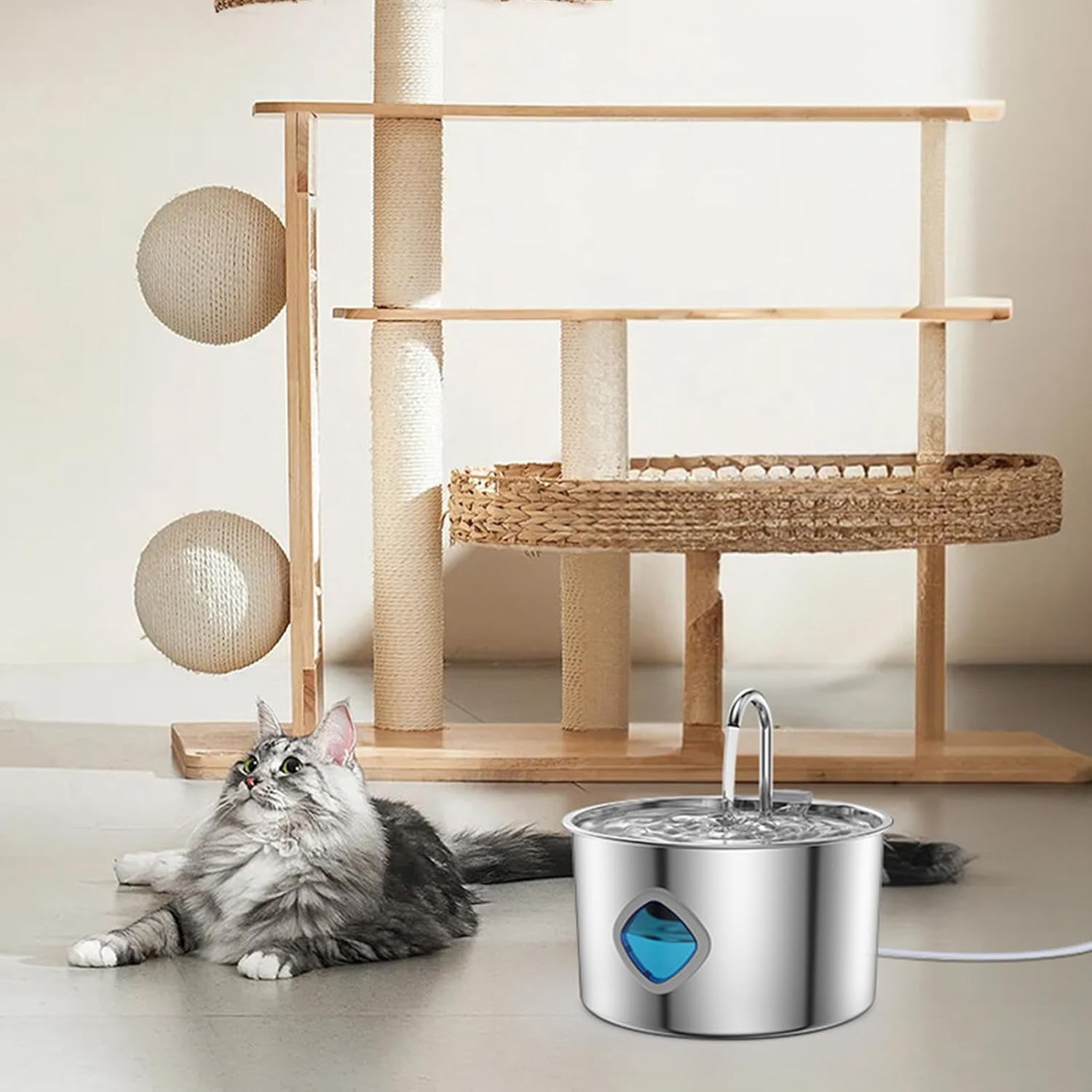 Cat Water Fountain, Stainless Steel Bowl, Durable 3.2L Automatic Dispenser Strong Build, Reliable Pet Supplies for Indoor Large Medium Small Dog Kitten Feeding Watering Daily Use