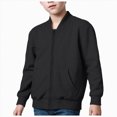 thumbnail image 3 of KPOPLK Kids Zip Up Bomber Jacket 1-8 Years Long Sleeve Baseball Collar Sweatshirt Fall School Clothes Size 12-18 Months,Black, 3 of 8