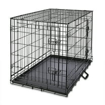 Vibrant Life Wire Dog Crate, Double-Door, Divider and Leak-Proof Tray, Metal, Foldable, Durable, Black, 36"