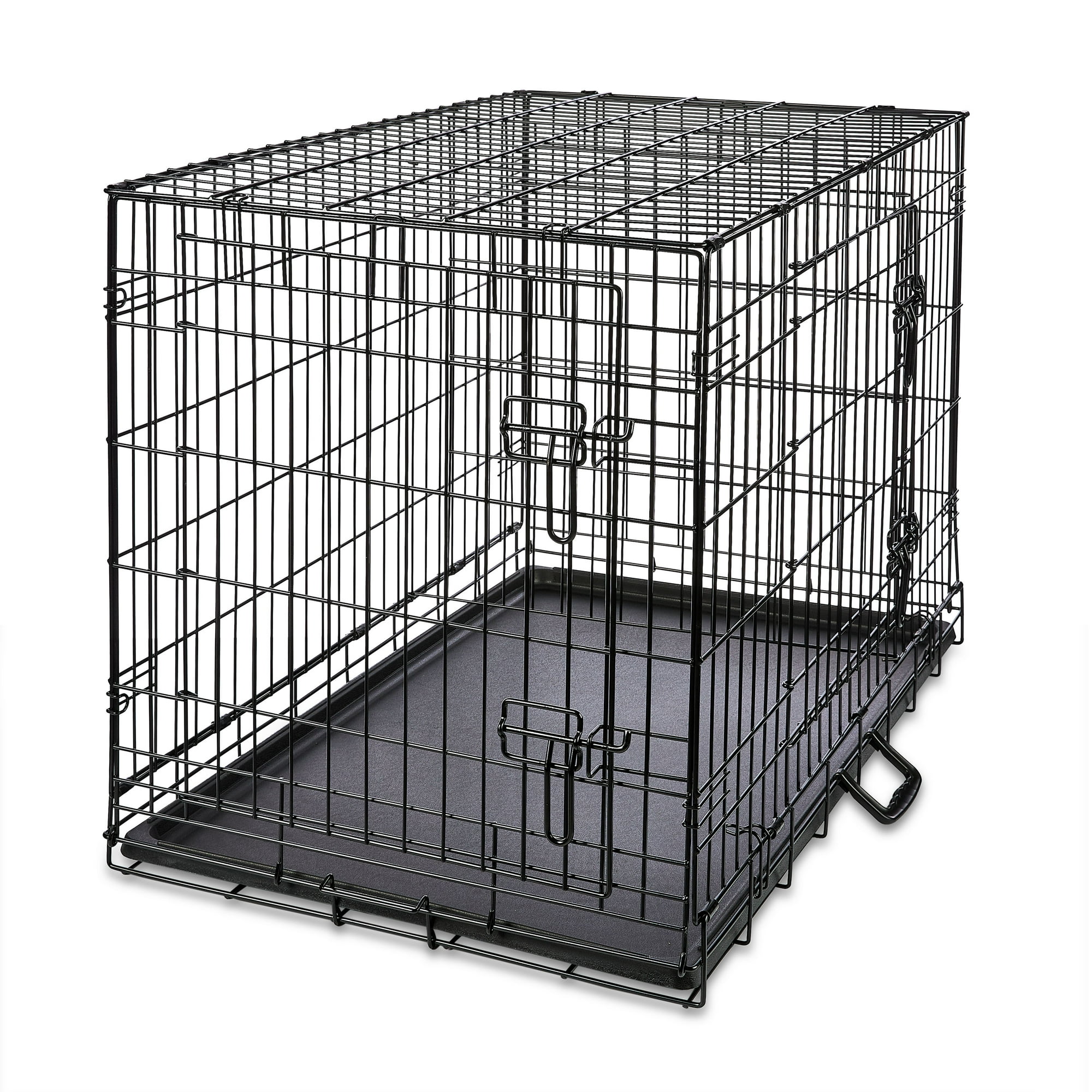 Vibrant Life Wire Dog Crate, Double-Door, Divider and Leak-Proof Tray, Metal, Foldable, Durable, Black, 36 in