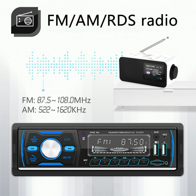 SWM-80A Car Radio AM FM Receiver Audio Stereo Music With Remote