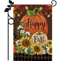 Happy Fall Garden Flag Burlap Autumn Vertical Double Sided Fall Thanksgiving Pumpkin Garden Flag Yard Outdoor Decoration 12.5 X 18 Inch