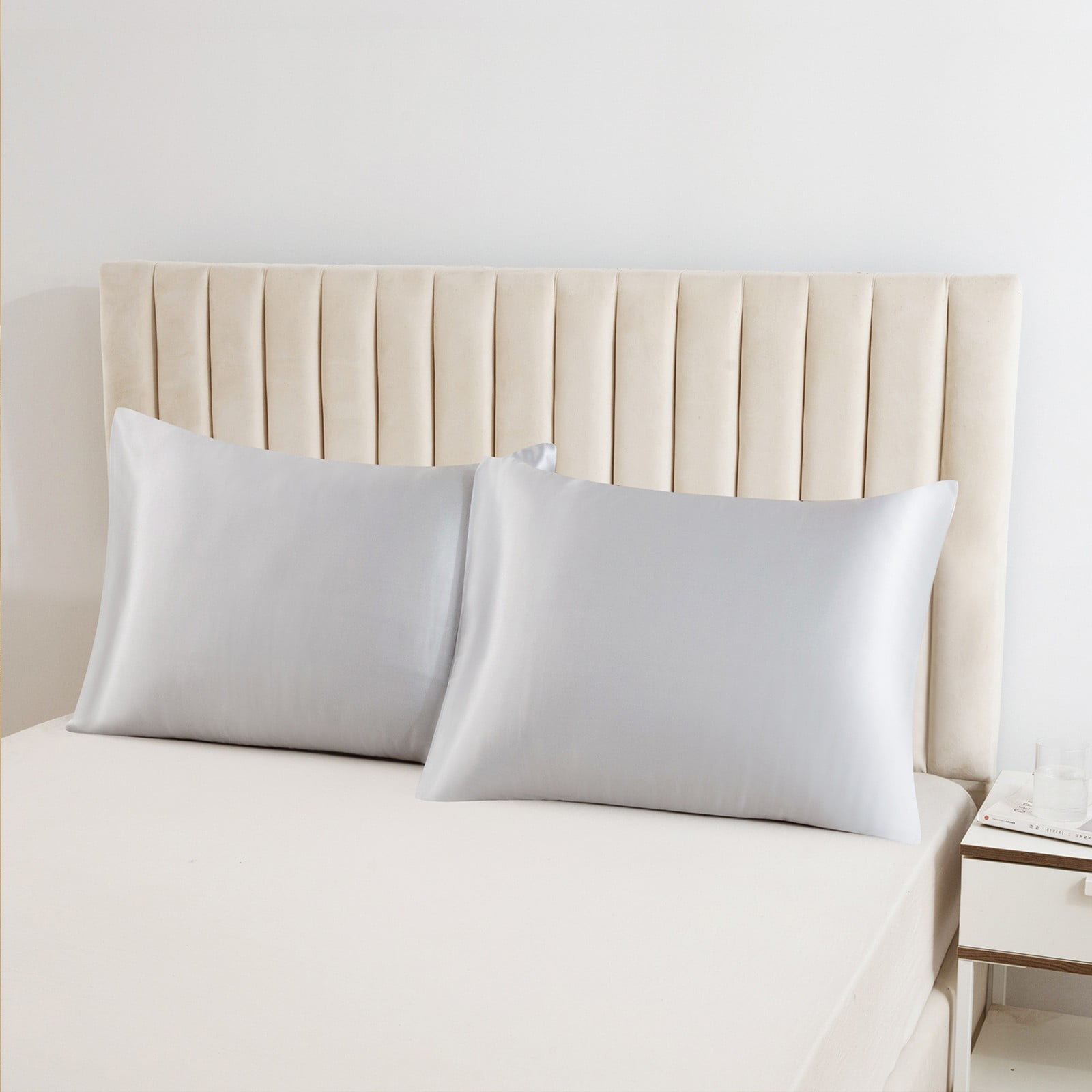 Weloille Faux Silk Pillowcase Set 20x26 in 2Pcs Envelope Closure, Beauty Sleep Pillow Cases for Hair and Skin Care, Multiple Colors Home Essentials