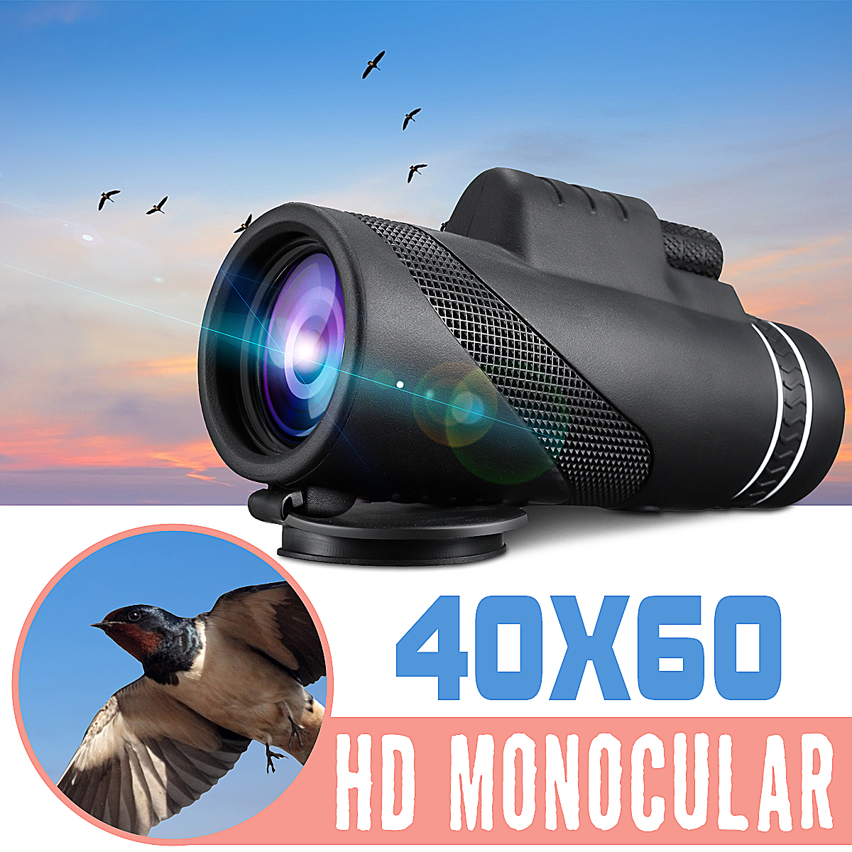 DWP Monocular Telescope with Free 3in1 Smartphone Lens Phone Clip Carrying case 12x50 Monocular Scope for Smartphone Tripod Compact Magnifying Lenses Monoscope Microfiber Cloth