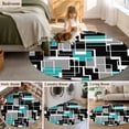 thumbnail image 5 of Round Rugs 4 Ft, Teal Blue Black Geometric Non Slip Area Rugs for Kitchen Bedroom Entryway, Modern Abstract Art Block Washable Carpet Runner Rug Floor Mats for Bedroom Home Decor, 5 of 8