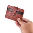 thumbnail image 4 of Men Thin Weave Patterned Real Card Holder Snap Button Closure Brown, 4 of 8
