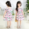 thumbnail image 4 of Robes pour Filles Manches Courtes Col Rond Imprimé Vêtements Décontractés Mignons Robe pour Tout-Petits Violet 6-7 Ans, 4 of 4