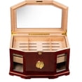 thumbnail image 2 of Chancellor Beveled Glass Cigar Humidor - High Gloss Mahogany Finish - Capacity: 300, 2 of 6