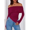 thumbnail image 4 of Remera PRETTYGARDEN con Hombros Descubiertos Burdeos Ajustada XS, 4 of 8