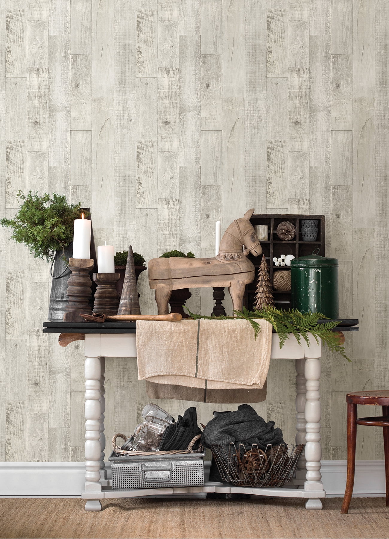 Chesapeake Chebacco Grey Wood Planks Wallpaper