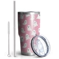 thumbnail image 2 of 30oz Tiny Ghost Halloween Pattern Tumblers Stainless Steel Tumbler with Lid and Straw,Vacuum Insulated Double Wall Travel Tumbler Cups Mug with Cleaning Brush for Coffee,Tea, 2 of 7