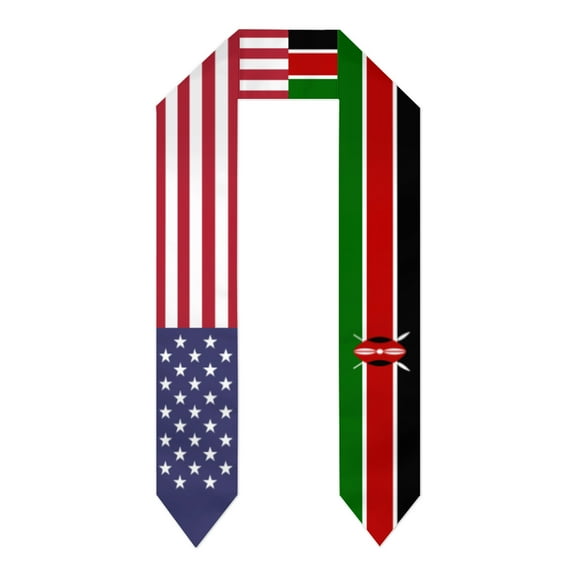 Kenya & USA United States Flag Shawl Sash Stole Graduation Shawls Wraps Scraf For International Study