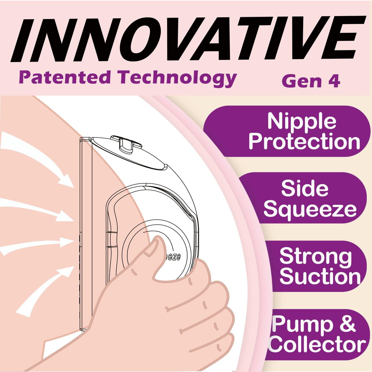 Amplim Wearable Manual Breast Pump, In-Bra Hands-Free Silicone Milk Collector for Breastfeeding, Strong Letdown Suction, Leakproof 4oz Milk Saver, Comfortable Nursing Shells, HSA/FSA Eligible, White