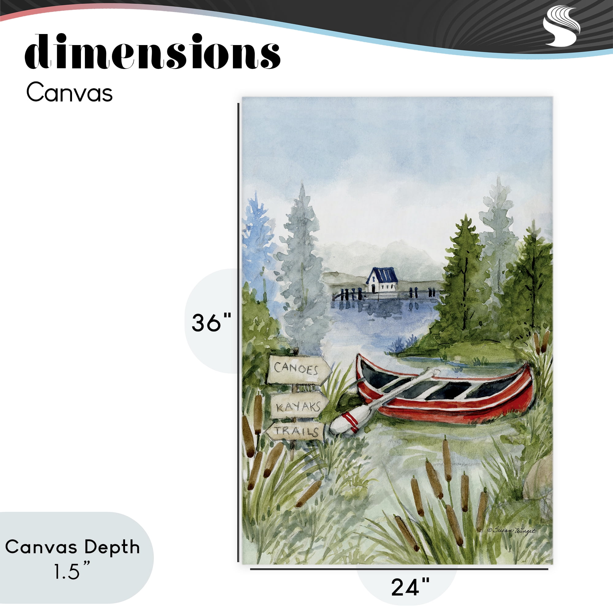 Stupell Industries Canoe On Lake Canvas Wall Art, design by Susan Winget