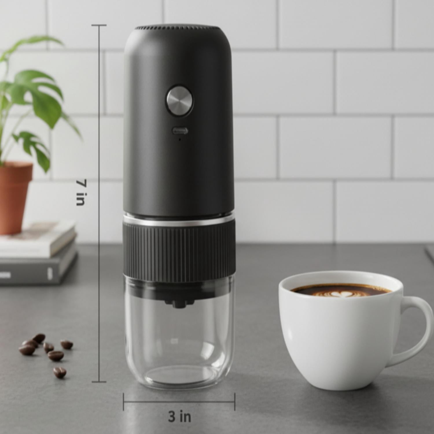 Portable Electric Burr Coffee Grinder with Visual Bean Hopper, Adjustable Grind Settings, Auto-Stop Function, Quiet for Home Travel Outdoor