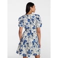 thumbnail image 3 of Time and Tru Women's and Women's Plus Cotton Mini Dress with Puff Sleeves, Sizes XS-4X, 3 of 5
