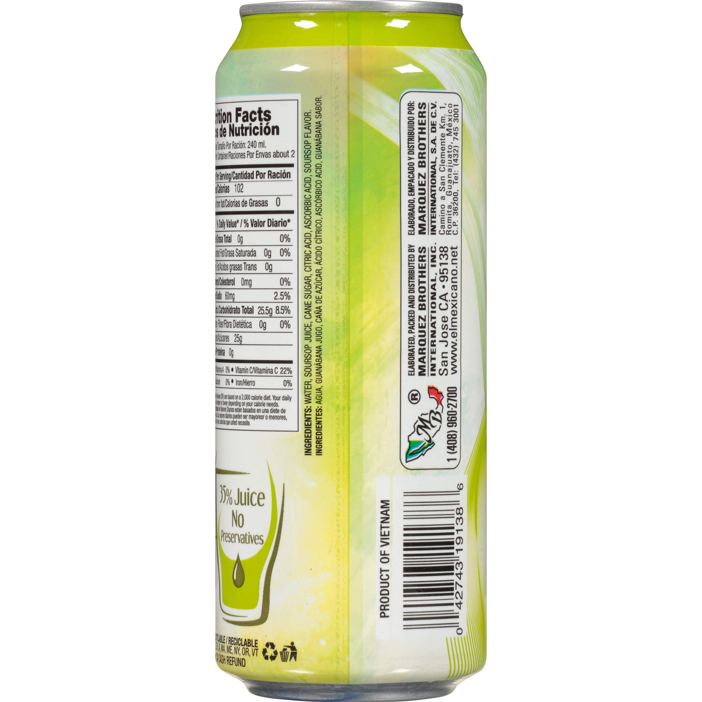 Latin Fusion Soursop Juice, Agua de Guanabana, 16.9 fl.oz.