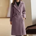 thumbnail image 4 of QUNYINEY Trench Coat Women Purple Fleece Outerwear Button Warm Long Sleeve Loose Fit Turndown Collar Womens Jackets, 4 of 5