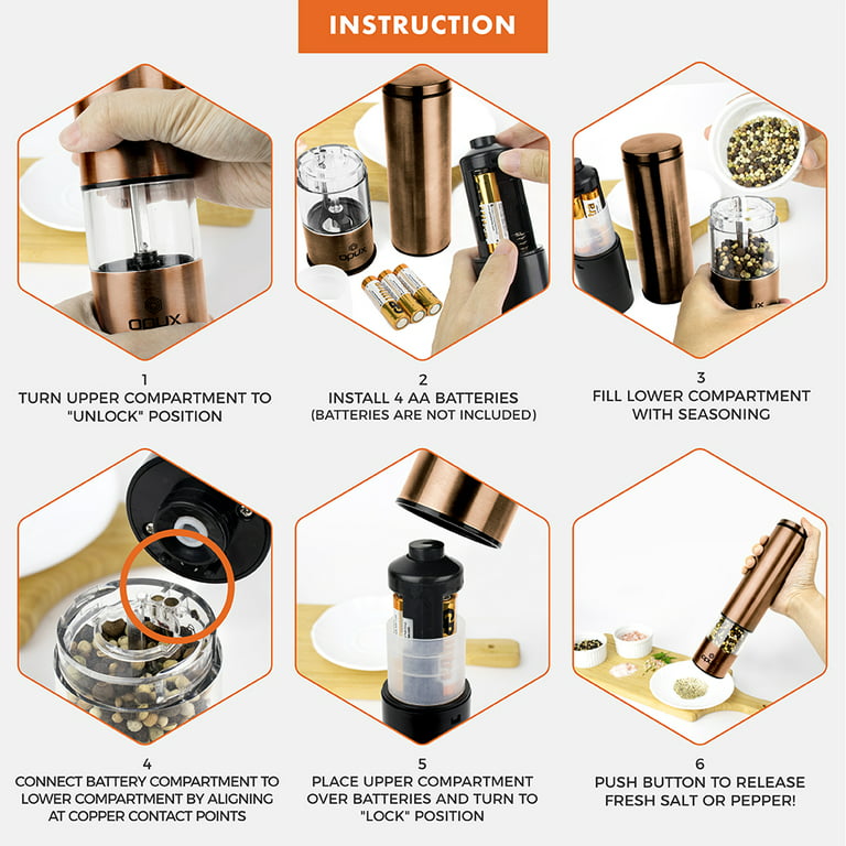 Electric Pepper Grinder - Simplify Your Cooking With Pack of 1 Battery  Operated Mill with Light