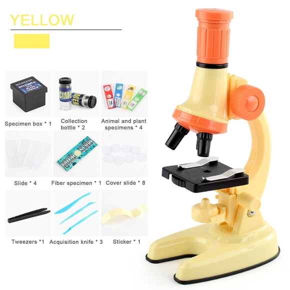 Jouet de Microscope Jaune pour l'Éducation de la Petite Enfance, Science Biologique Hd 100X 600X 1200X, Équipement Expérimental pour Enfants du Primaire