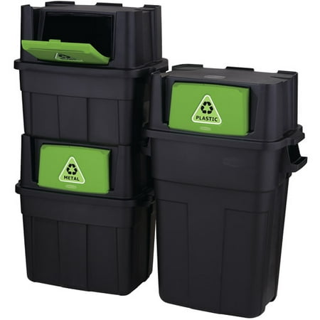 Rubbermaid Flip-Door Stackable Recycle Bin Bundle, Set of 3