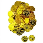 KIPP BROTHERS 100 Plastic Gold Doubloon Coins, Pirate Theme Toy & Favor