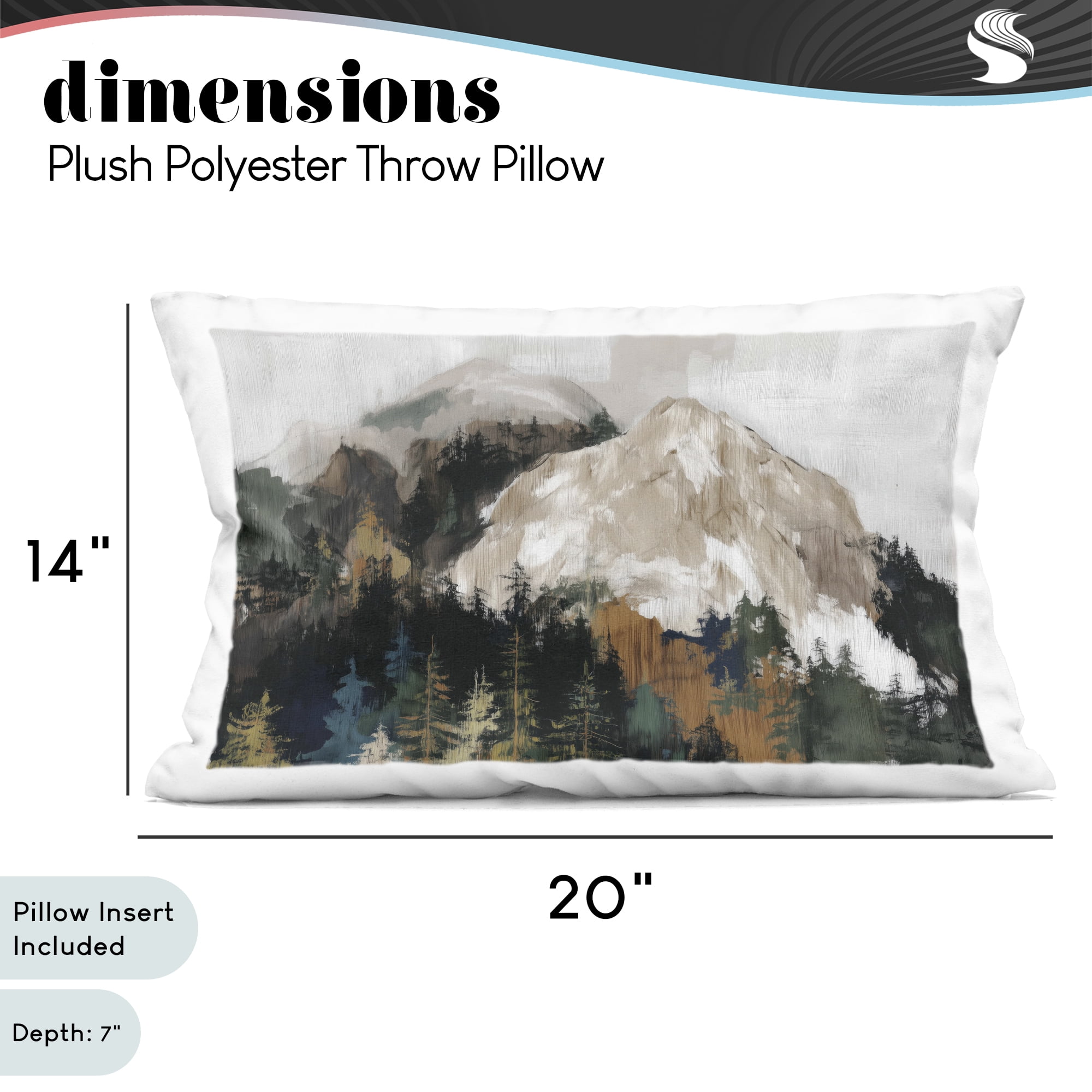 Stupell Industries Rugged Mountain Peaks Decorative Printed Throw Pillow, design by Chromatic Storm Studio, 14 x 7 x 20