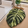thumbnail image 3 of FRABE Cute Bathroom Rugs with Green Dark Monstera Leaf Plant, Soft Fluffy Plush, Absorbent Non Slip Bath Mat, Machine Washable,for Shower Floor,home, Bedroom, 24"x32", 3 of 9