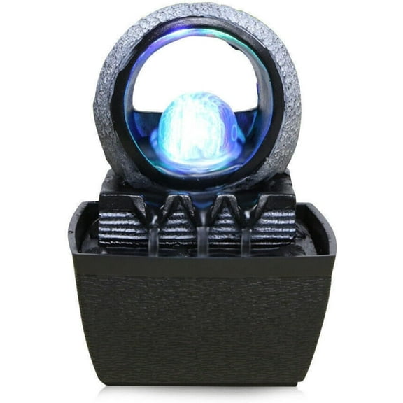 Tabletop Waterfall Fountain, Zen Meditation Desktop Water Fountain Indoor Waterfall Feature with LED Light Mini Relaxation Waterfall for Home Office Bedroom Desk Decor