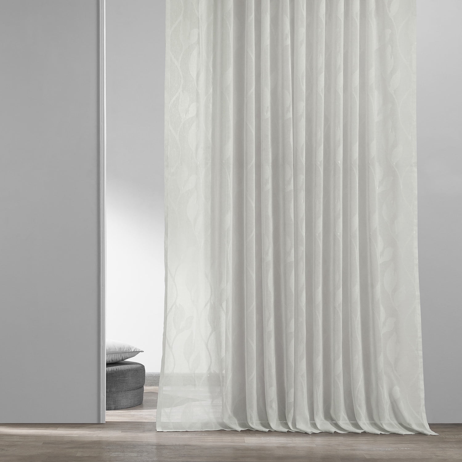 Avignon Vine Patterned Faux Linen Sheer Curtain (1 Panel), Avignon Vine, 50W X 108L