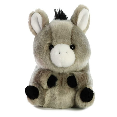 Aurora - Mini Gray Rolly Pet - 5" Bray Donkey - Round Stuffed Animal